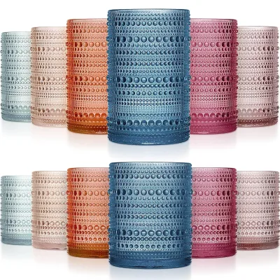 2024 Goods Hobnail Drinking Glasses Modern Beverage Glass Set Unique Vintage Bubble Cocktails or Modern Bar