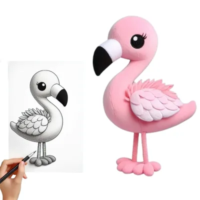Custom Design Plush Toy Make Your Own Mascot Pink Plush Soft Flamingo Stuffed Animal