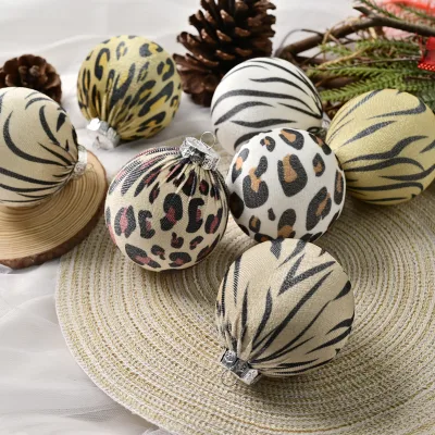 Handmade High Quality Christmas Leopard Print Shatterproof Hanging Ornament Cloth Christmas Tree Festive Arrangement Party