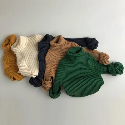 Children High Quality 1-6 Y Spring Winter Turtleneck New Design Solid Clothes Cotton Neutral Kids Sweater Kint for Boys