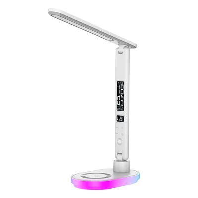 New Arrival Multifunctional Wireless Charger Lamp Touch Dimmer Reading Lamp With Calendar Display And Usb Charging Output