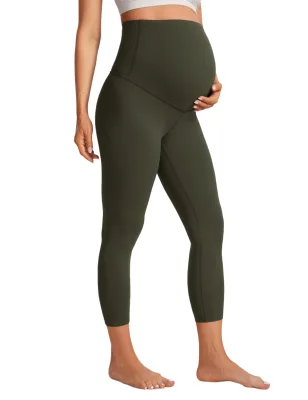 Womens Polyamide High Maternity Capris Leggings Workout Active Yoga Crop Pants Belly Pregnancy Soft