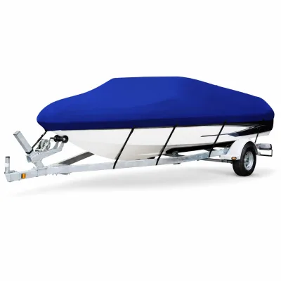 Heavy Duty Marine Grade 600D Waterproof Boat Cover for V-Hull Tri-Hull Runabout Fishing Boat UV Protection Sunshade Yacht Cover