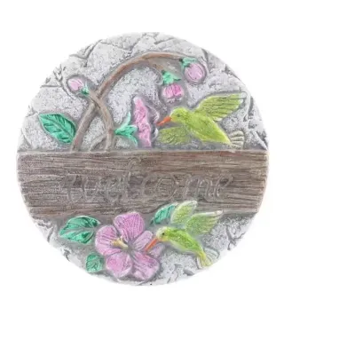 Hummingbird Themed Garden Decorative Stones Yard Decor Cement Gift & Crafts