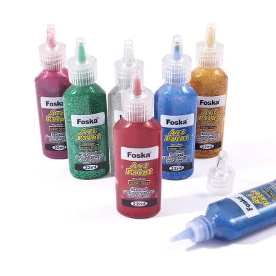 FOSKA 7 Pack 0.74 Oz/22ml Non-Toxic Washable Glitter Bottles Set for Christmas Craft Supplies and New Year Party Decorations
