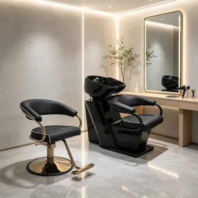 Simple Black Shampoo Chair and Ceramic Wash Unit/Wholesale Shampoo Chair Distributor BX-3117