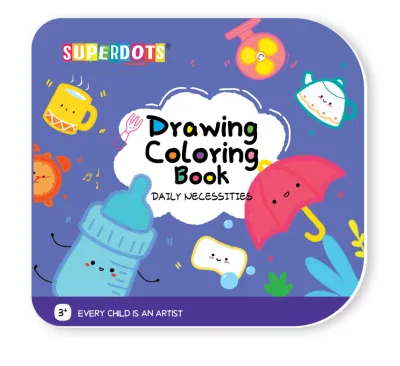 Kids Daily Necessities Coloring Book, 16 Pages Lock Line Glue Binding, Educational Life Skills Art Activity Book for Toddlers