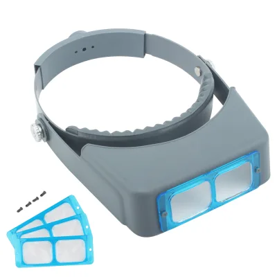 4 Magnifications Binocular Magnifying Glass Jewelry Magnifiers Head-mounted Double Lens Reading Head Wearing Headband Magnifier