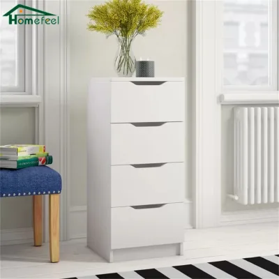 4 Drawer KFB Melamine Coated Moulded Handles Metal Glides Chest of Drawers for Small Bedroom Home Daily Storage Use
