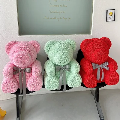 Ammy Valentine's Day Gift Artificial Flower Hot Sale Artificial Rose Teddy Bear Flower Rose Bear for Mother Day