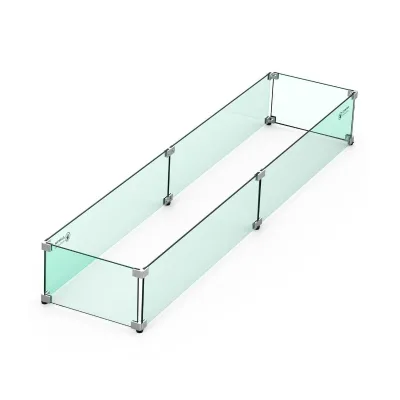 Custom DIY Rectangular Fire Pit Glass Wind Guard Square Pattern Tempered Glass Indoor Outdoor Fireplace Sets Accessories