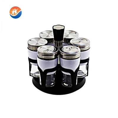Personalized Eco-Friendly Glass Salt Pepper Shaker with Press Handle Operation and White Metal Coating