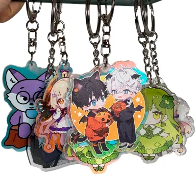 Wholesale Custom Epoxy Coating Charms Holographic Anime Acrylic Keychain