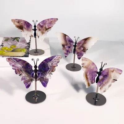 Hot Sale Handmade Dream Amethyst Carvings High Quality Wings Crystal Gemstone Butterfly Wings for Wedding Decoration