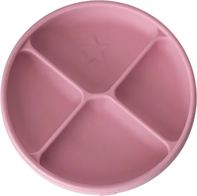 Silicon Mold Rubber Dinner Plate Heart Divided Baby Toddler Plates Suction Smiley Face Silicon Plate