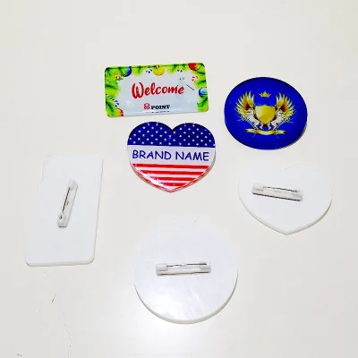 Wholesales Blanks Sublimation Name Tag Heat Transfer Printing Acrylic Badge Reel With Split Ring