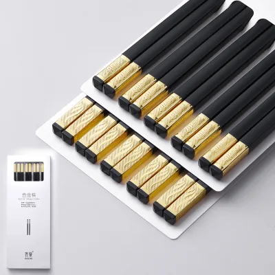High End Oak Reusable Black Fiberglass Customized Reusable Chopsticks Set Chopstick Price Custom Chinese Style Chopsticks