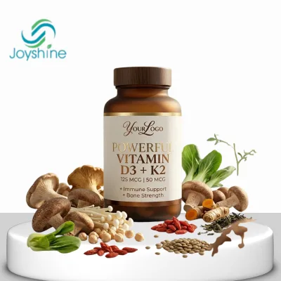 Private Label OEM/ODM Vitamin D3+K2 Capsules, cGMP Natural Formula Immune Support Bone Strength Supplement