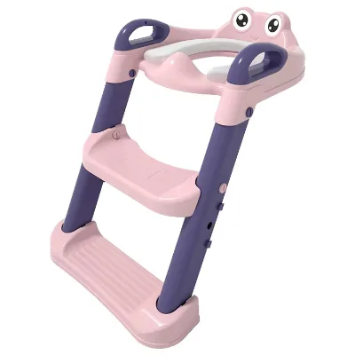 Aricare Pink Solid Baby Toilet Trainer Seat Adjustable Height Easy Clean Outdoor Moving Plastic Potty Training Kit Made Durable
