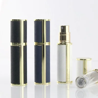 Aluminum Alloy Leather Body Perfume Travel-Sized Pump Sprayer with Engraving Surface Model F902