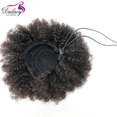 Afro Kinky Curly 100% Indian Virgin Human Hair Bun Afro Puff Drawstring Ponytail 8Inch Short Afro Bun 12A Top Grade