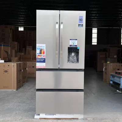 French Door With Water Dispenser Inverter Air Cooling Frost Free 628L Stainless Steel for Family