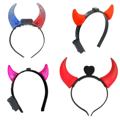 Customized LED Light-up Devil Horn Cat Ears Rabbit Ear Headbands for Diwali Ramadan Graduation Thanksgiving; Cute Accessories