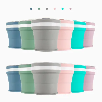 Silicone Collapsible Travel Cup Portable Foldable Silicone Coffee Cup Camping Collapsible Drinking Cups With Lid