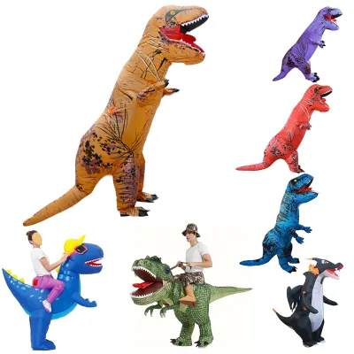 Cycling Cartoon Dinosaur Inflatable Costume Mascot Prop for Parties Performances Festivals Fun