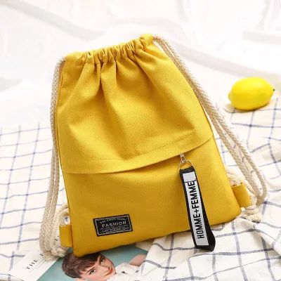 Hot Sale Eco Friendly Christmas Gift Bag Backpack Drawstring Bag Cotton Canvas with Outside Zipper Pocket