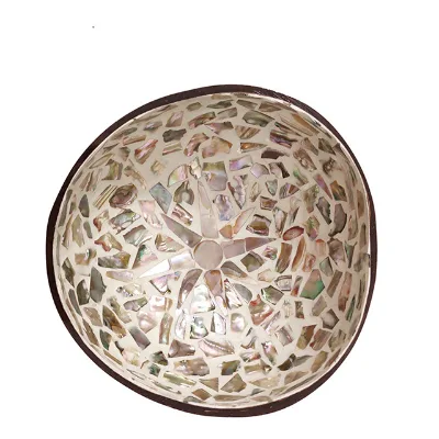 Custom Logo Eco-friendly Natural Coconut Shell Bowl Wood Fruit Mixing Salad Coconut Bowl