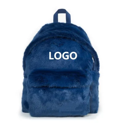 Autumn Winter Women's Vintage Furry Plush Faux Fur Backpack Zipper Closure Anti-Theft Polyester Waterproof for Travel Daily Use