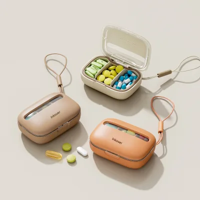 Transparent Plastic Mini Pill Organizer Three-Compartment Medicine Box Compact Portable Tablet Holder