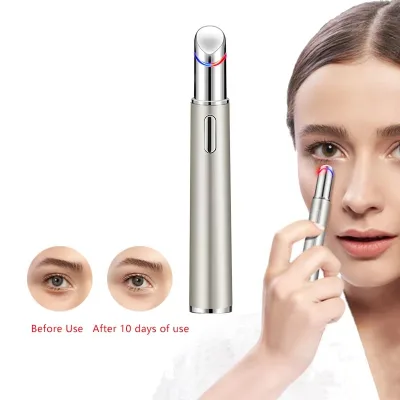 Heated EMS Sonic Vibration Dark Circle Removal Anti-Aging Eyes & Face Skin Care Tools Facial Massager Wand Pen