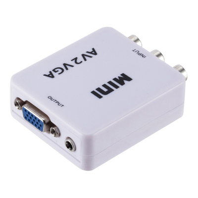 1080P  Video Converter with 3.5mm Audio AV2VGA / CVBS + Audio to PC HDTV Converter Mini AV2VGA  Audio Converter
