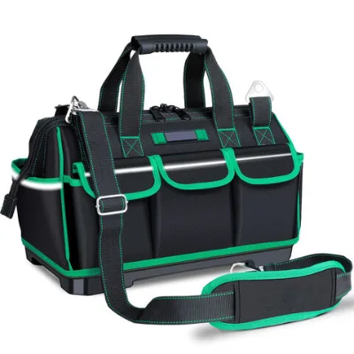 Heavy Duty 16 Inch Electrician Tool Bag Waterproof Tool Organizer Storage Tool Bag with Night Reflector Strip