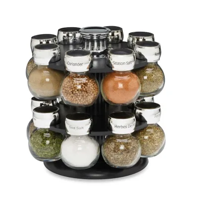 Customised Fancy Herbs Luxury Portable Small Plastic 2 Tier Organizer Jars Kitchen Rotating Spice Rack