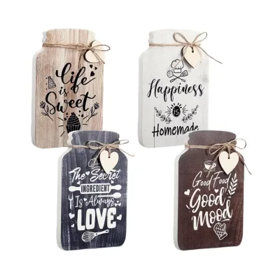 Country Rustic Farmhouse Kitchen Wall Decor Handcrafted Art Wooden Mason Jar Hanging Plaque Irregular Creative Home Decoration