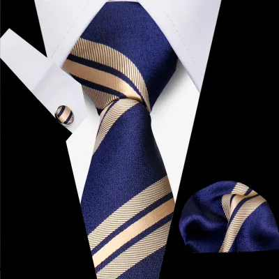 Wholesale Handmade Polyester Woven Men's Ties Hankies Set With Cufflinks Business White Pink Necktie Set for Men