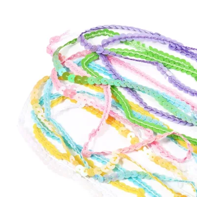 Ready to Ship Iridescent Paillette Ribbon 6mm Flat Sequin Strips Carded in OPP Bag for Sewing Garment DIY Crafts Embellishments