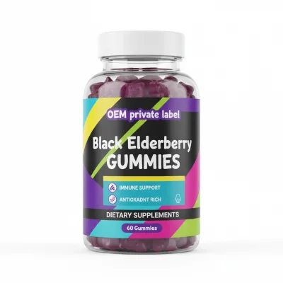 Black Elderberry Gummies for Adult and Kids Multi Vitamins Herbal Supplements Slimming Fast