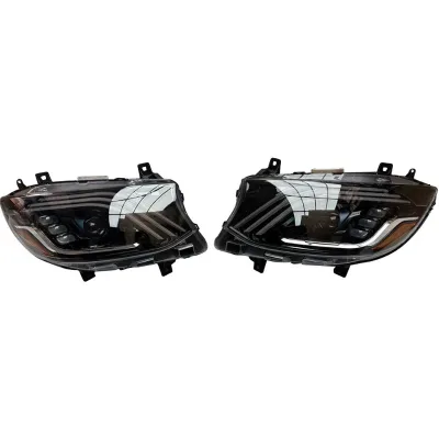 Wholesale Factory Maybach Flowing Water Style 2020 Stainless Steel Clip-On Decorative LED Headlights for Mercedes Sprinter 907