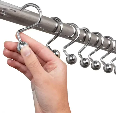 12 Pack Shower Curtain Hooks Hotel Quality Silver Chrome Bathroom Accessories