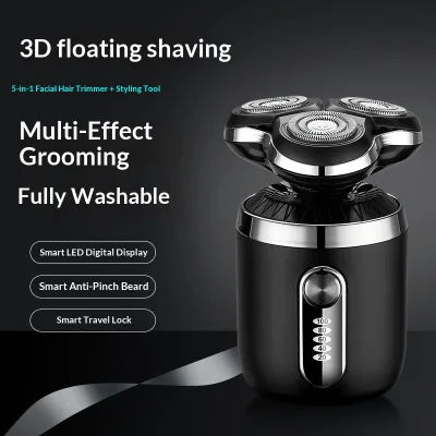 Electric Shaver - Water-washing High-power LCD Display Beard-cleaning Charging Five-in-one Multi-functional Beard Trimmer