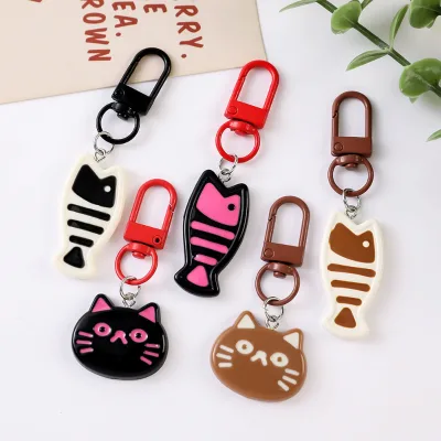 Creative Cat Fish Shape Keychain Cute Schoolbag Pendant Couple Best Friends Resin Accessories Student Gift