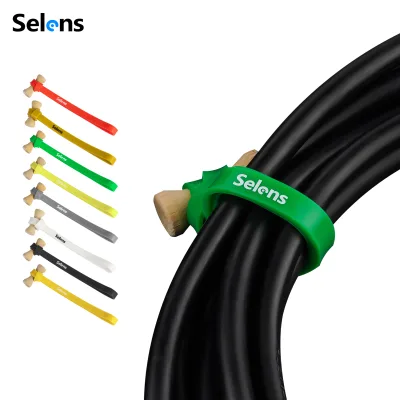 Selens Reusable 8 Colors Elastic Rubber Zip Ties Fastening Silicone Cable Straps Set for Wire Cord Management Organizer