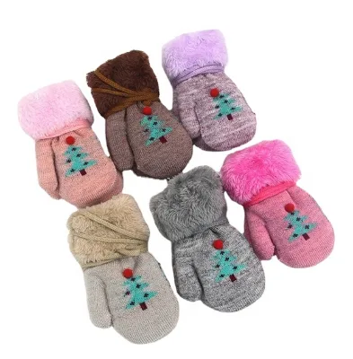 Colorful Baby Winter Holiday Jacquard Gloves Cute Thickening Warm Full Finger Knitted Eco-Friendly Daily Outdoor Party