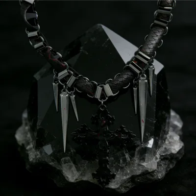 Attractive Punk Style Unisex Star Cross Necklace Stainless Steel Clavicle Chain Gothic