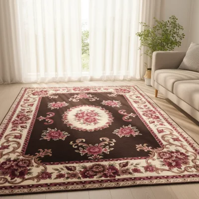 Customized Polyester Flower Flannel Embossed Mink Carpet Pad Muslim Mosque Flooring Accessory