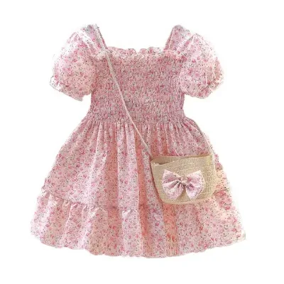 Wholesale Price High Quality Baby Chiffon Princess Dresses Floral Fashion Girl Kids Clothes